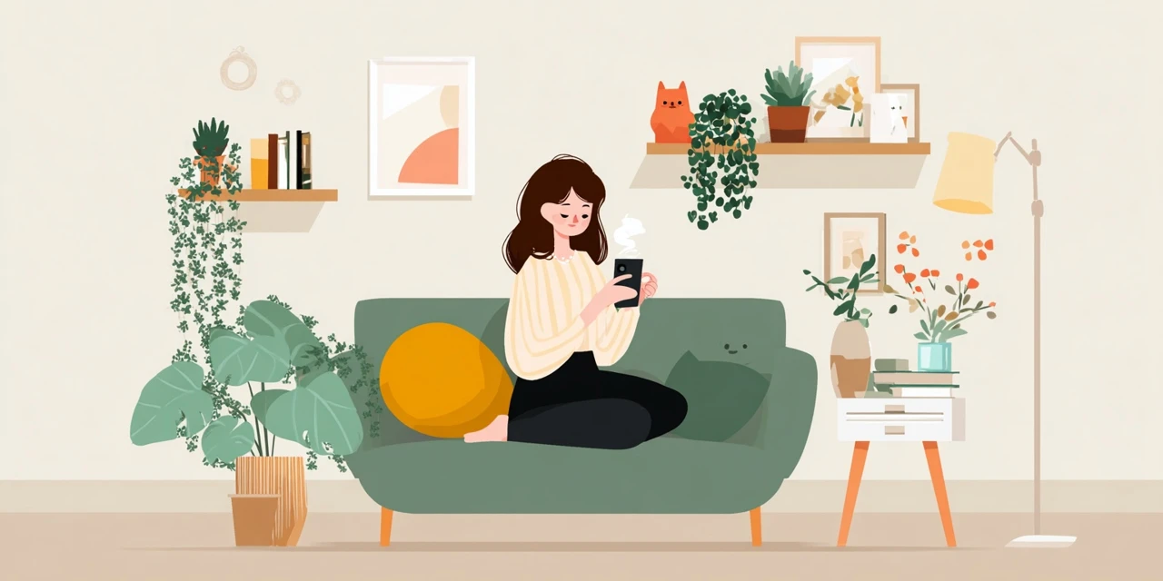 スマホで百観音温泉電子クーポン利用手順を見る女性
