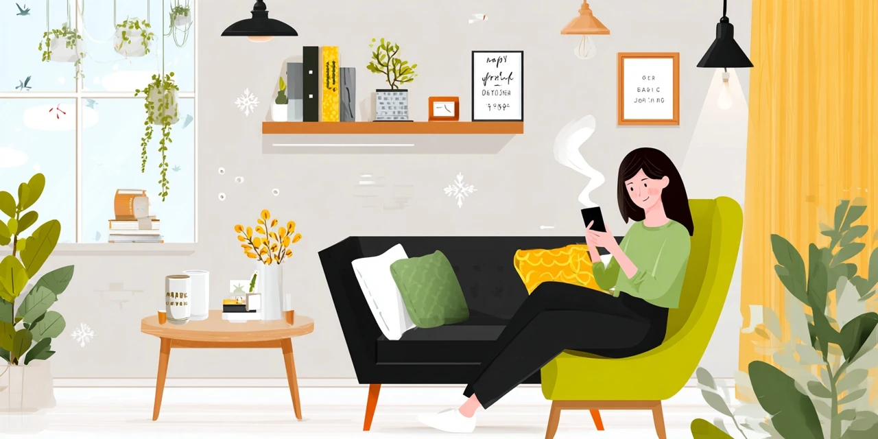 誕生日クーポンの通知内容と使い方を見る女性
