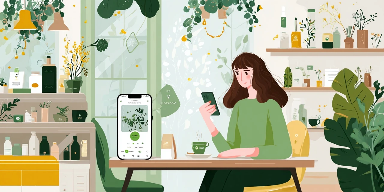 ジンズ誕生日クーポン登録手順を見る女性
