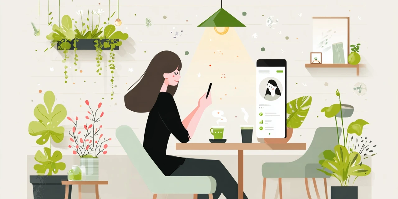 レビューから低評価理由と注意点を読む女性
