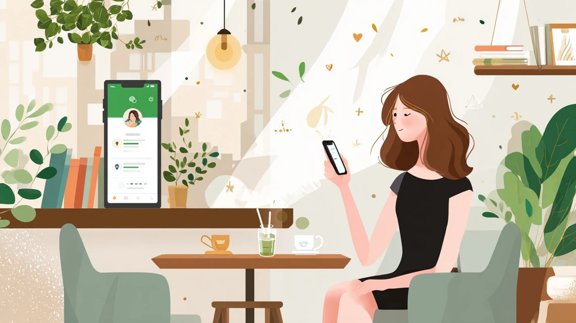 クーポン付与タイミングを確認する女性
