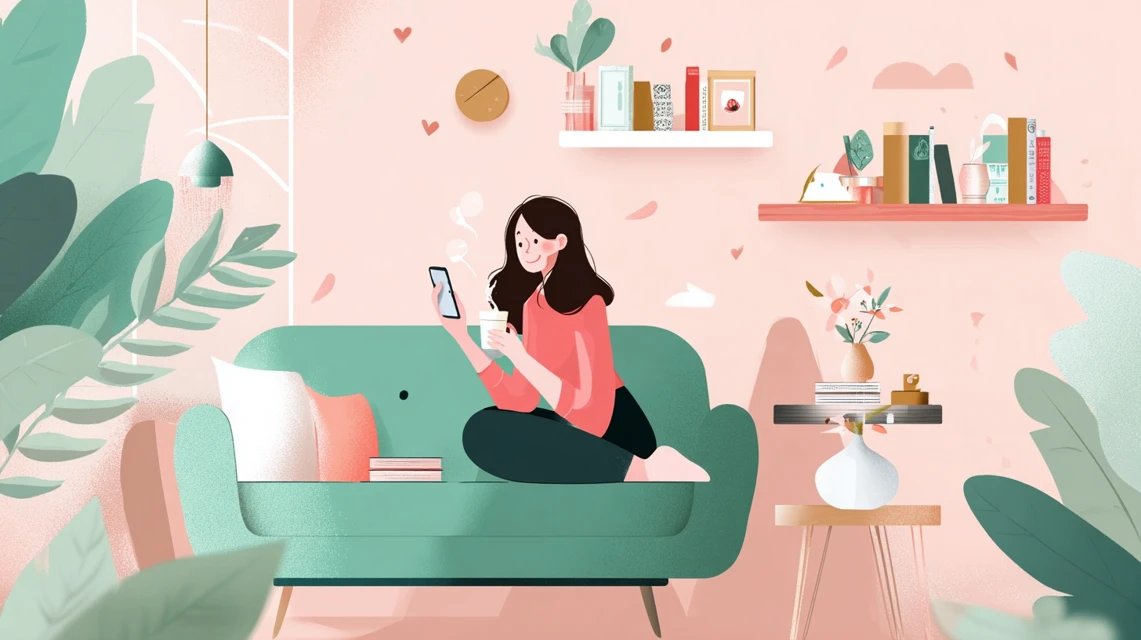 Filmora Weddingの割引情報を確認する女性