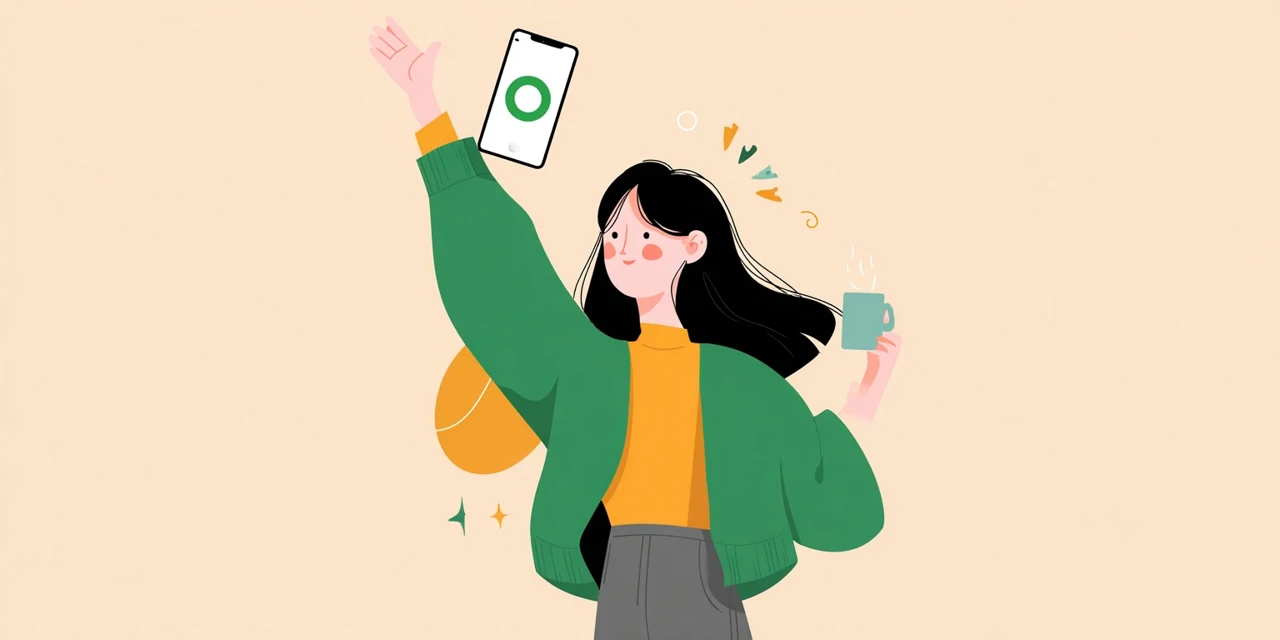 平日ランチ時間と混雑の目安を確認する女性
