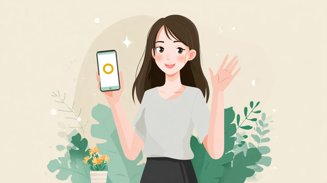 混雑時間を避けて過ごす女性
