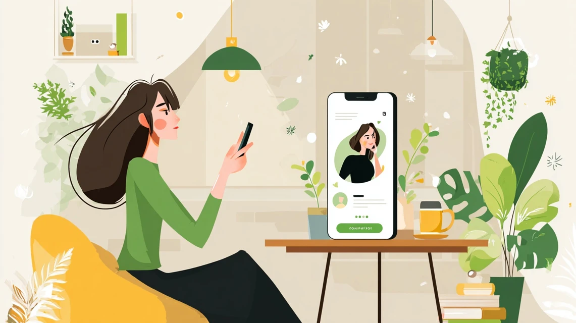 予約後クーポン適用可否を確認する女性
