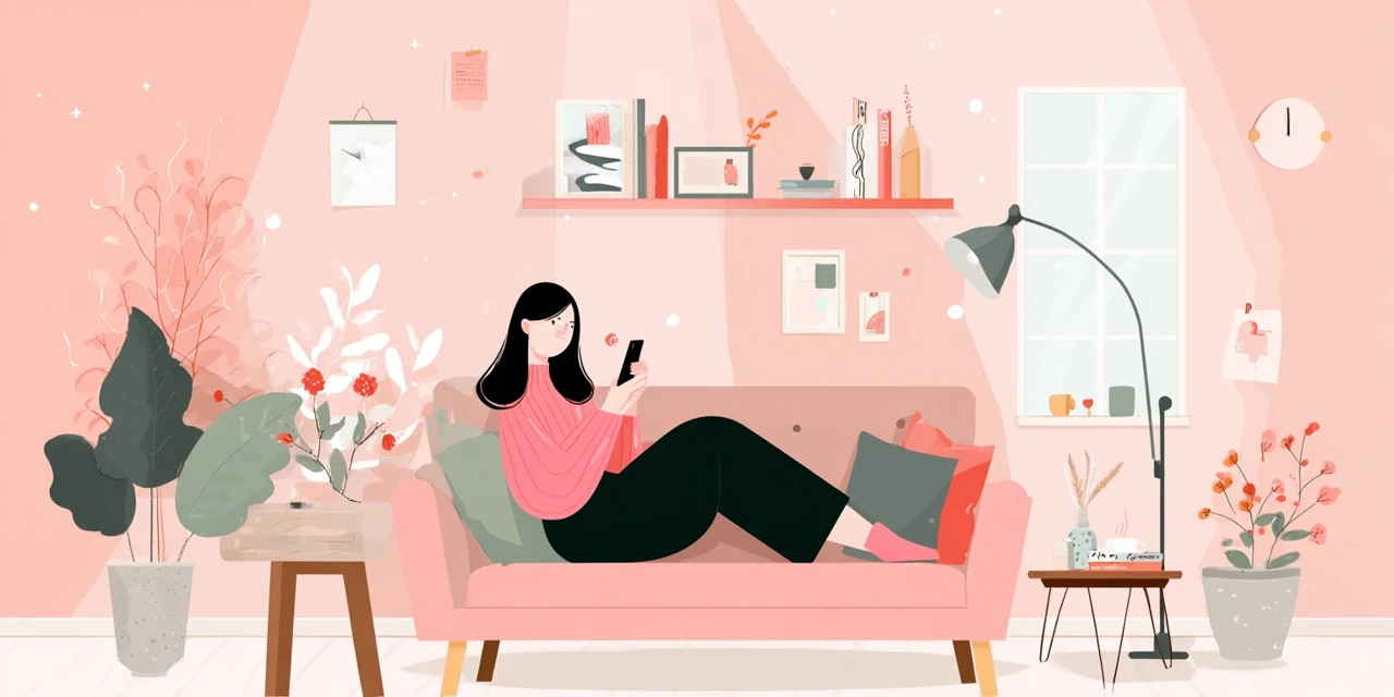 qoo10カートクーポン利用時の注意点一覧を見る女性
