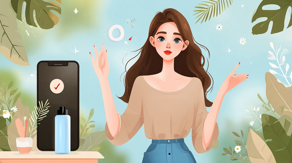 クーポン入力方法を確認する女性
