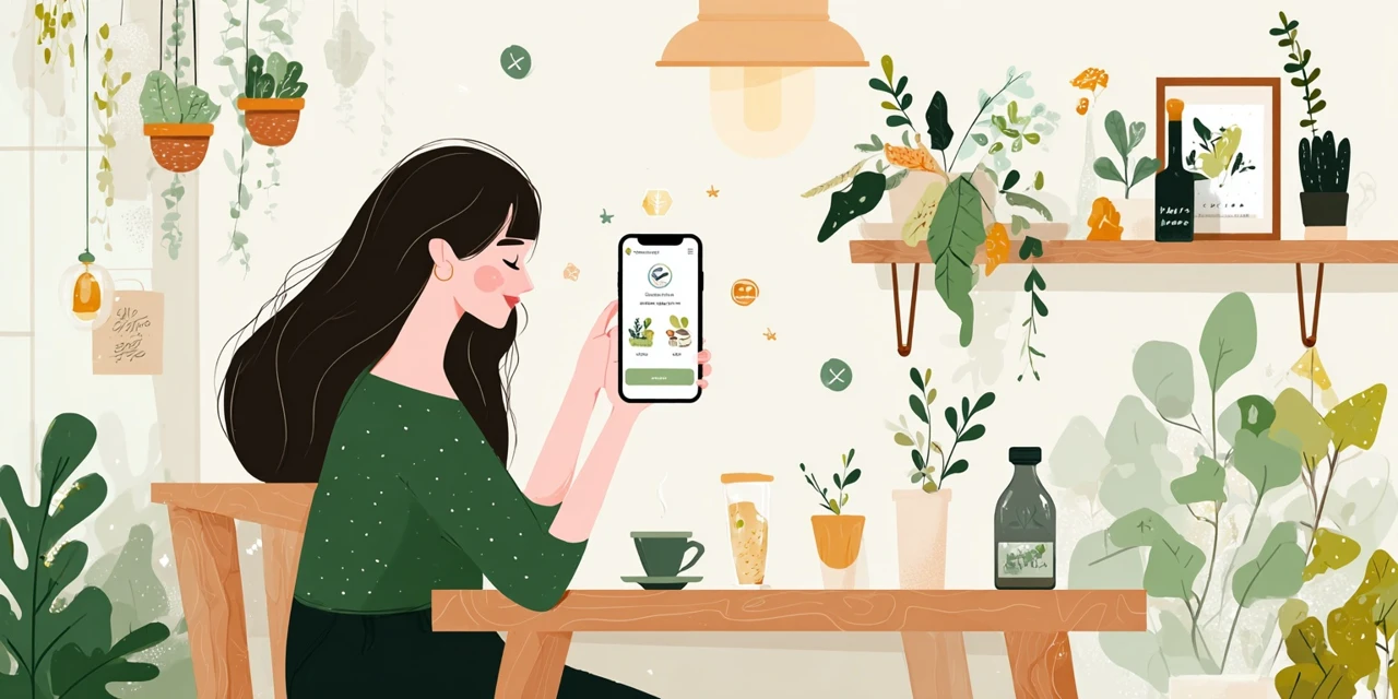 2025年キャンバクーポンコード情報を見る女性
