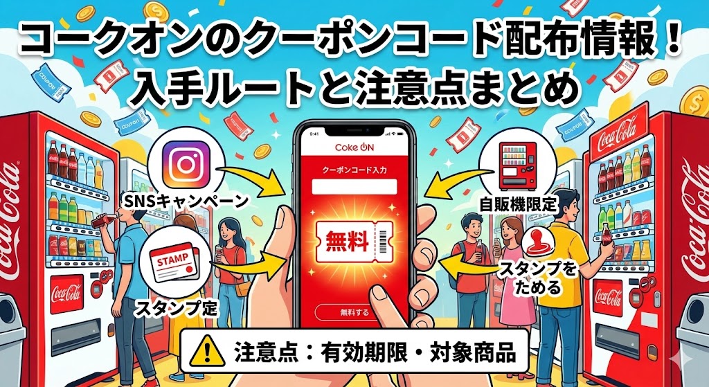 コークオンのクーポンコード配布情報の図解