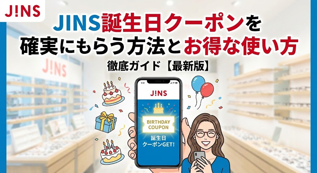 ジンズの誕生日クーポンを確認する女性