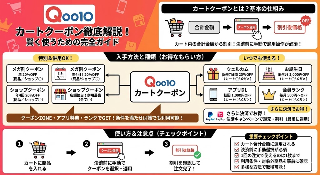 Qoo10のカートクーポンとは？使い方図解