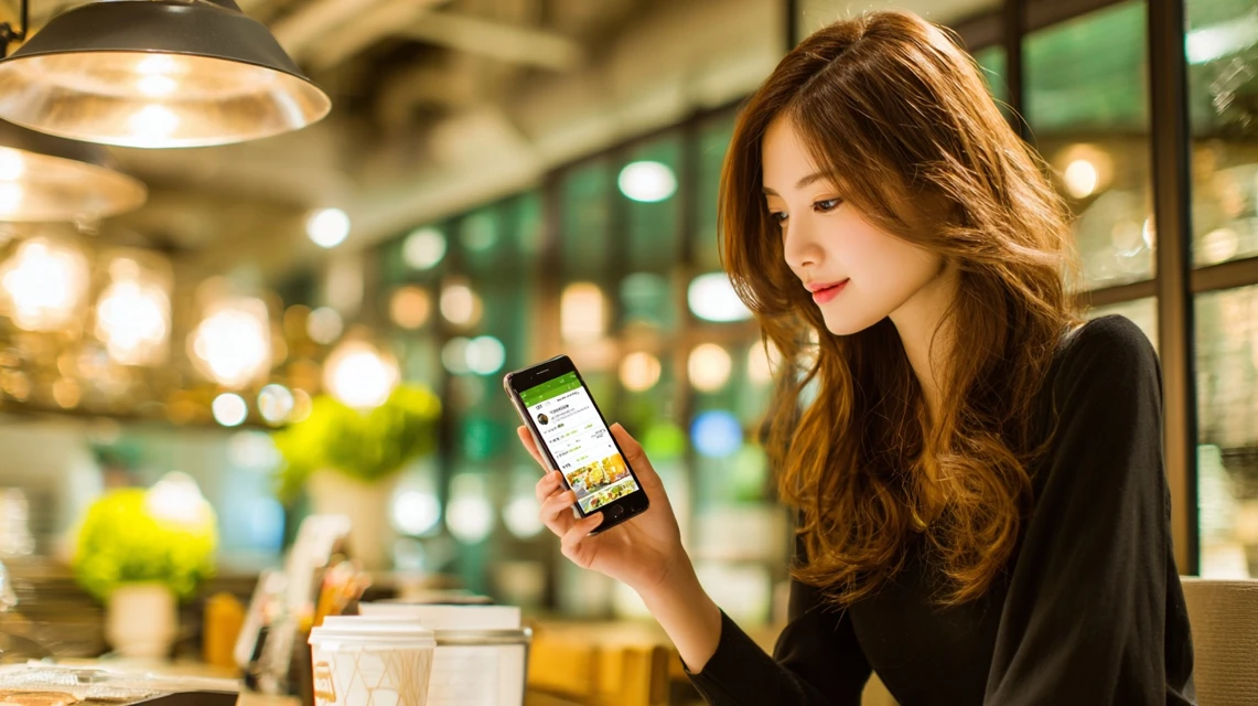 JAF会員証提示方法を確認する日本人
