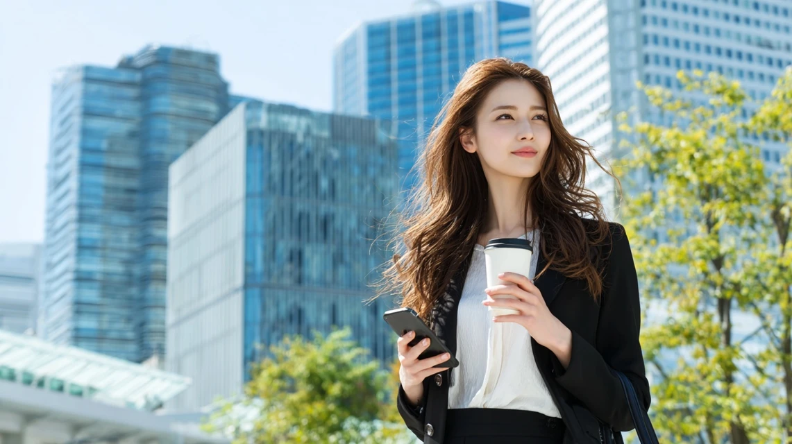 ドコモ特典を確認する女性
