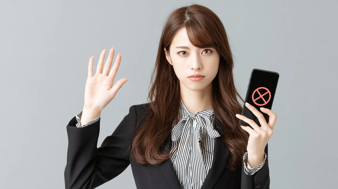 JAF対象外を確認する女性
