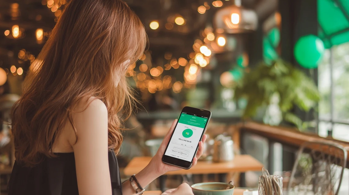 JAF会員証提示方法を確認する日本人
