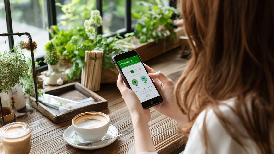 福利厚生優待を確認する女性
