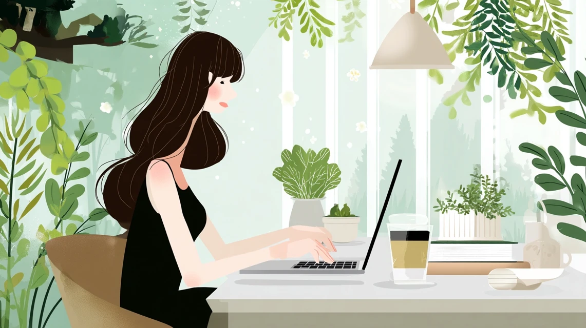 女性がLINE設定を確認する場面