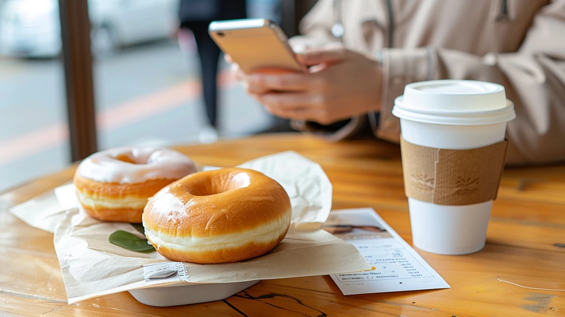 半額クーポン受取の流れを確認する日本人