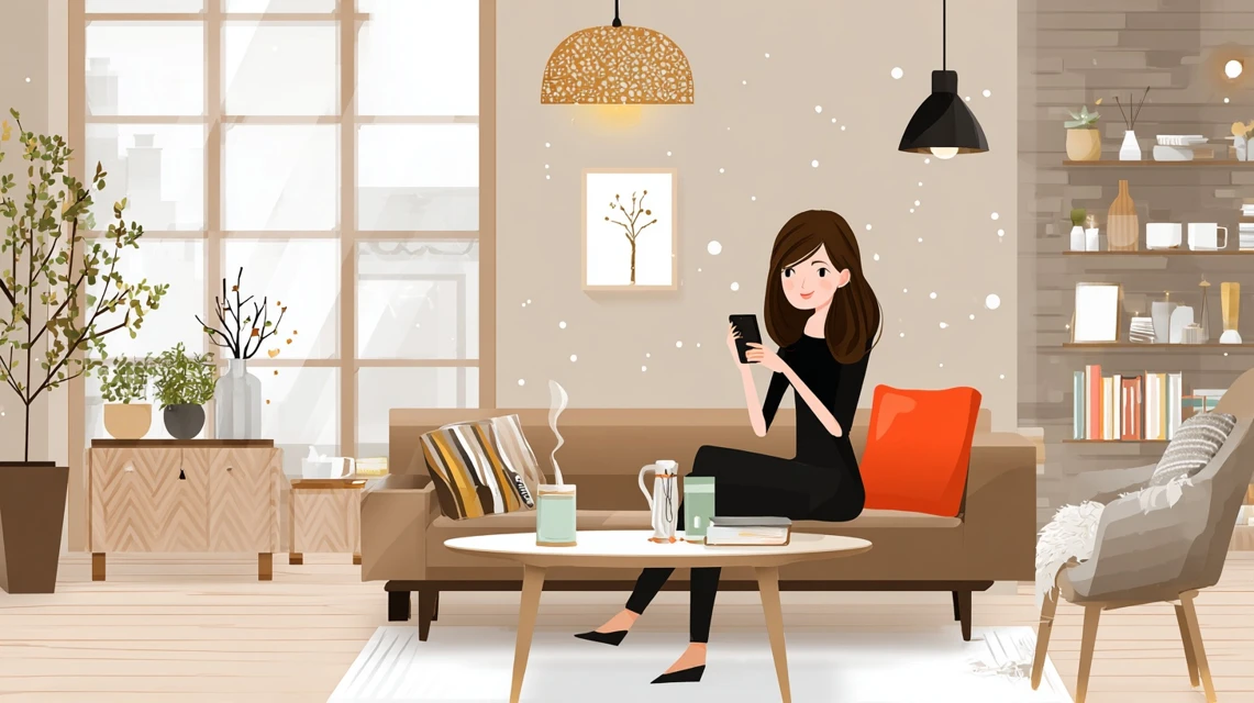 使えない条件をスマホで調べる女性