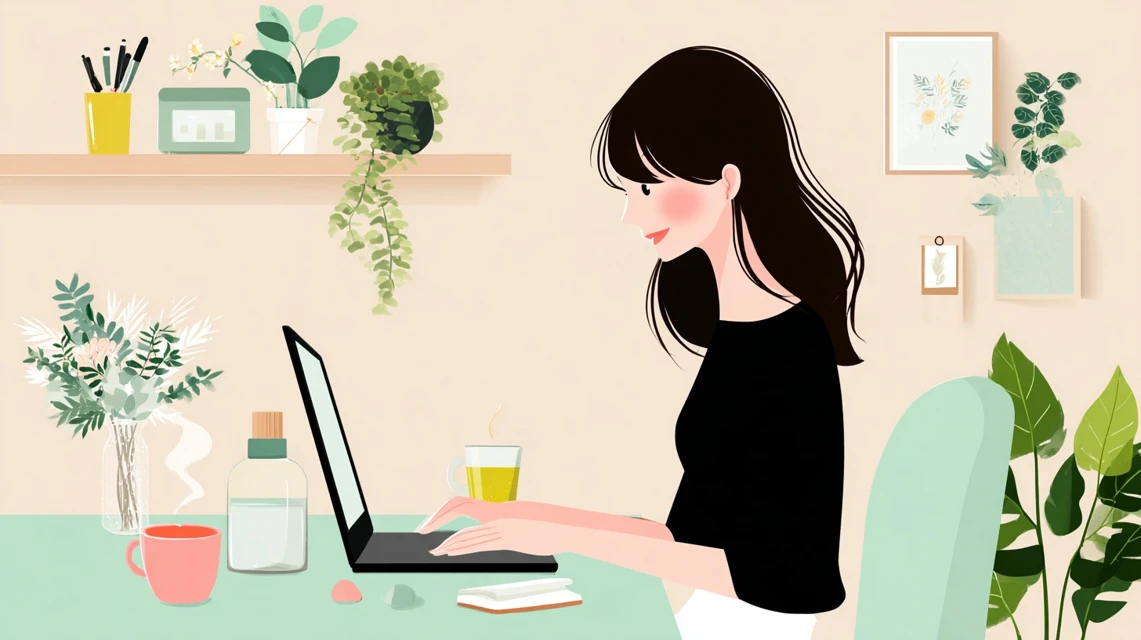 女性が質問一覧を確認する様子