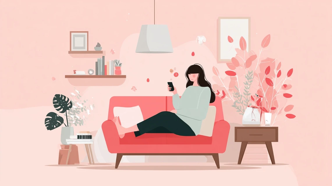 女性が誕生日特典を確認する場面