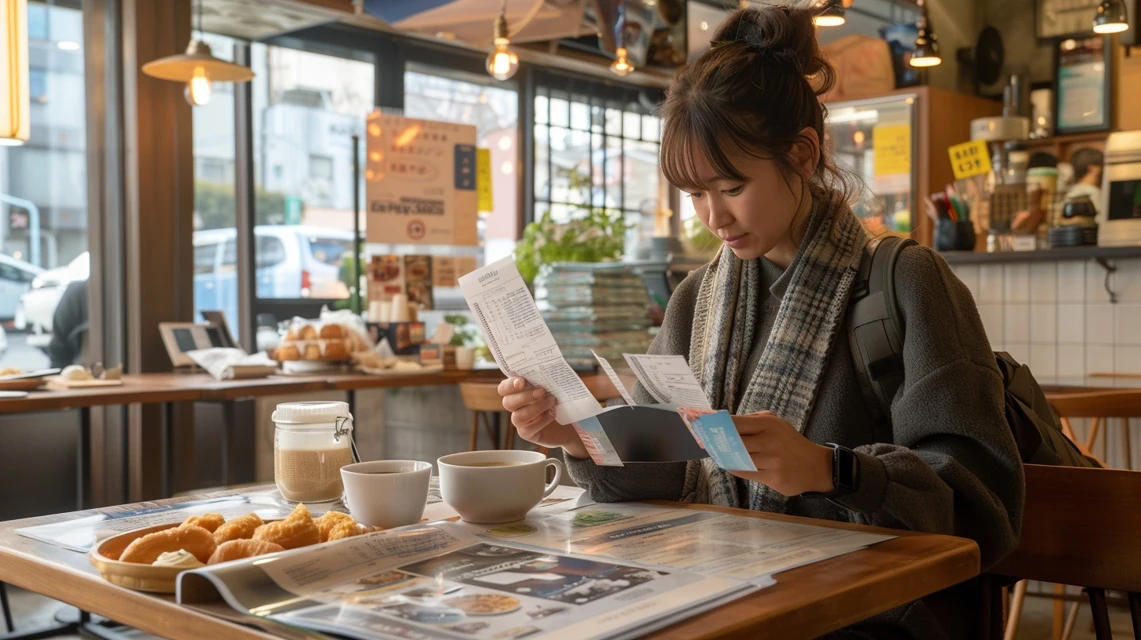 ミスドのアンケートクーポン未着を確認する女性