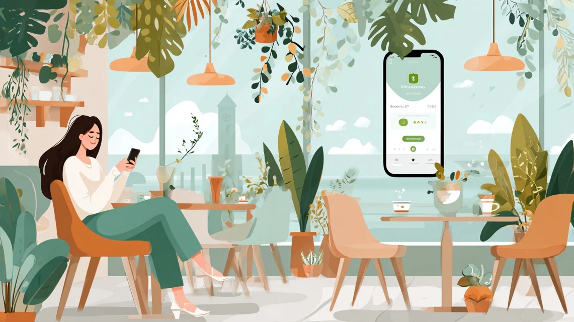 日本人がLINE配信を確認する様子