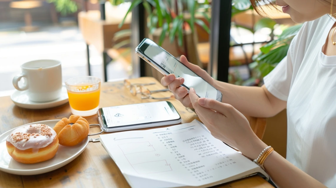 問い合わせ前の確認事項を見る女性