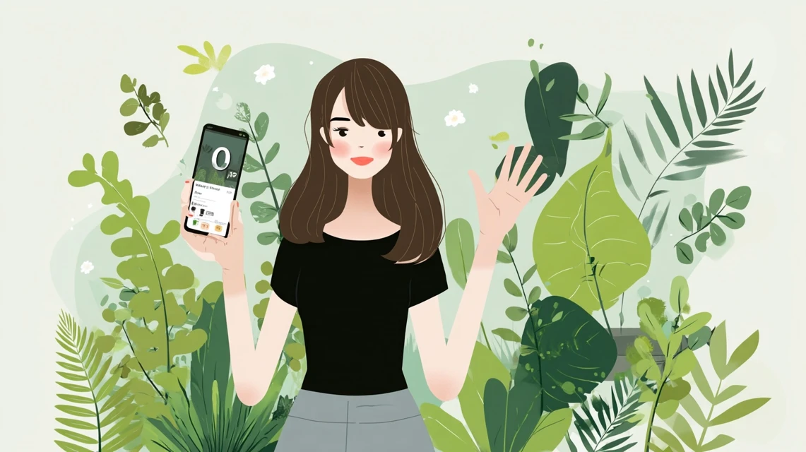 女性が問い合わせ手順を確認