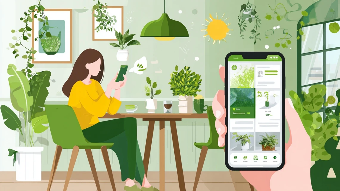 女性が金額条件を調べる様子