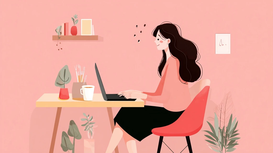 オンラインストア情報を見る女性