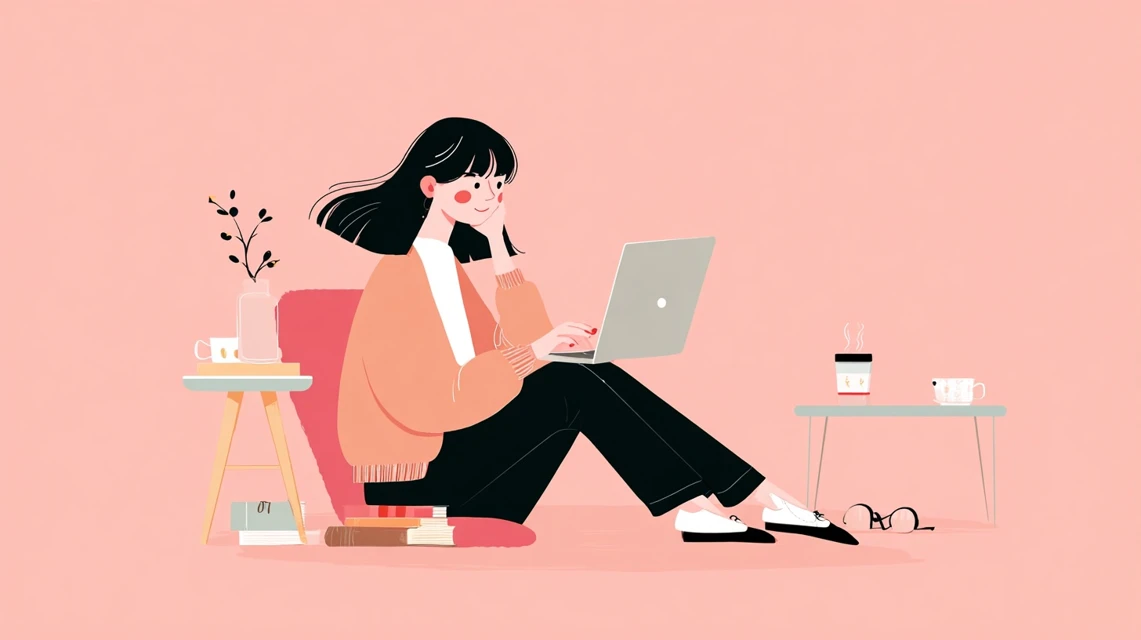 対象商品の条件を確認する女性