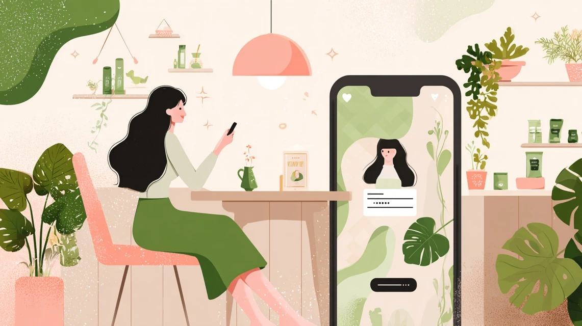 送料ルールを見比べる日本人女性