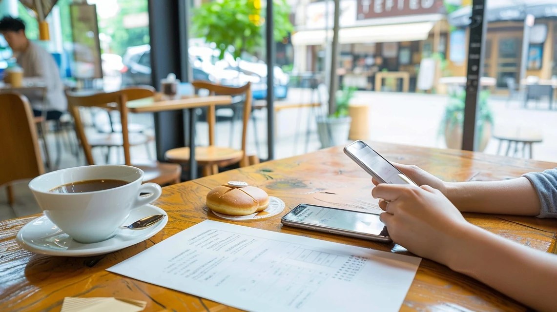 メール受信設定を確認する女性