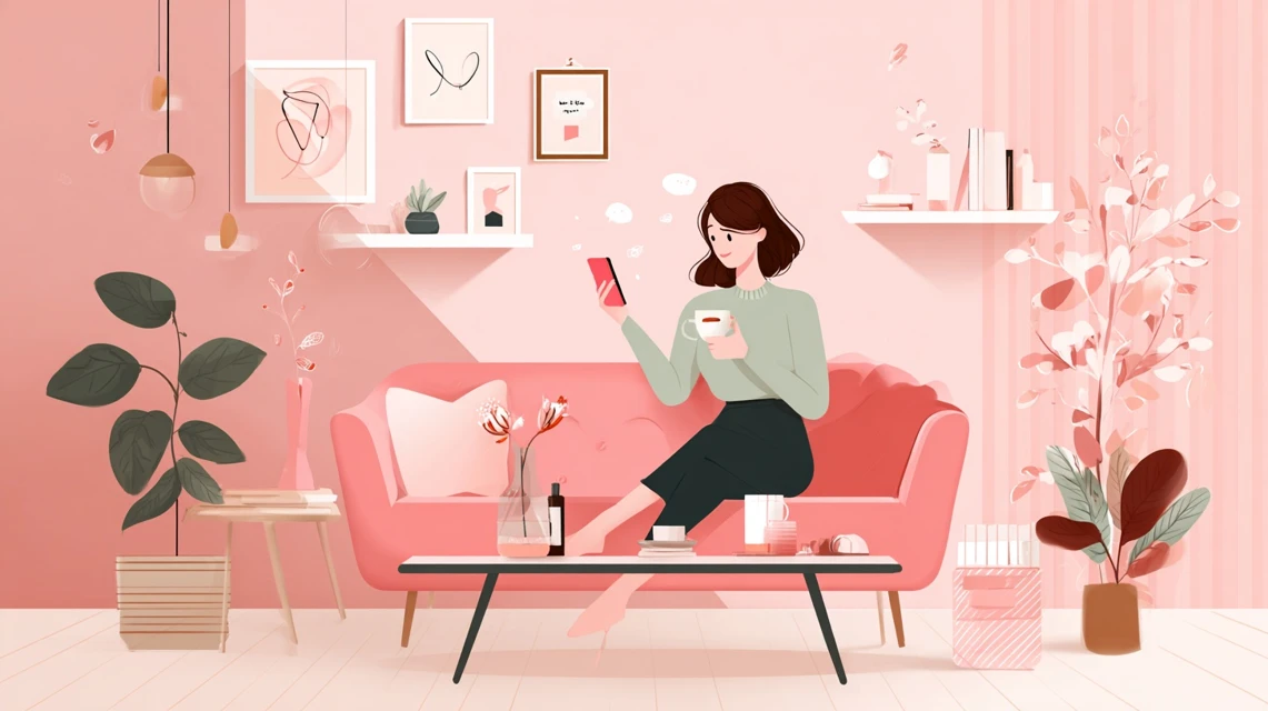 クーポン併用ルールを調べる女性