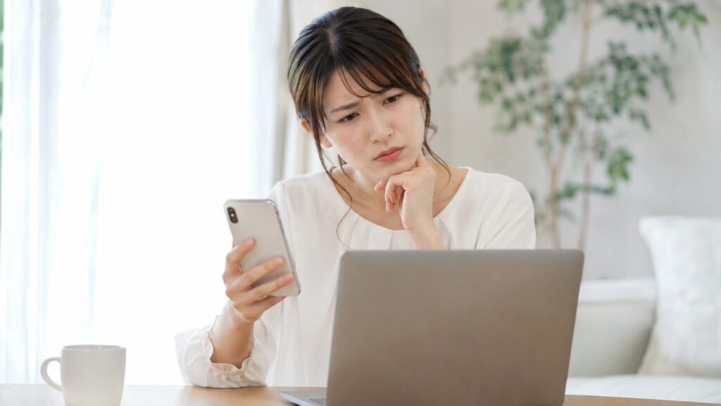 LIPSのクーポンバナーを探す女性