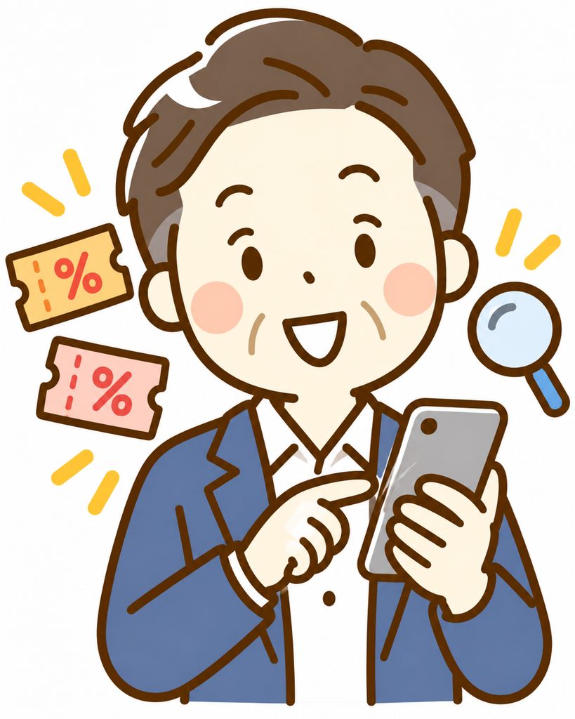 クーポンを探す男性のアイコン