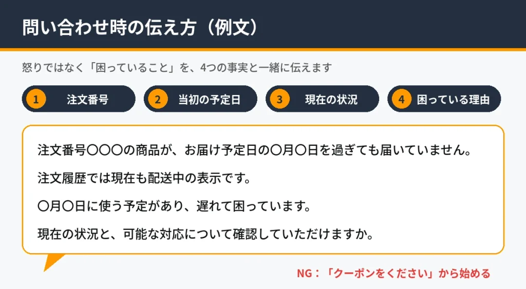 Amazonカスタマーサービスに配送遅延を伝えるときの例文と伝えるべき4つのポイント