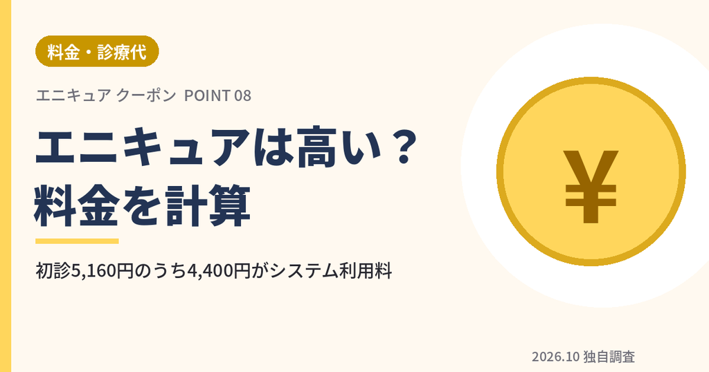 エニキュアの料金は高いのかを初診5,160円の内訳から計算したアイキャッチ画像