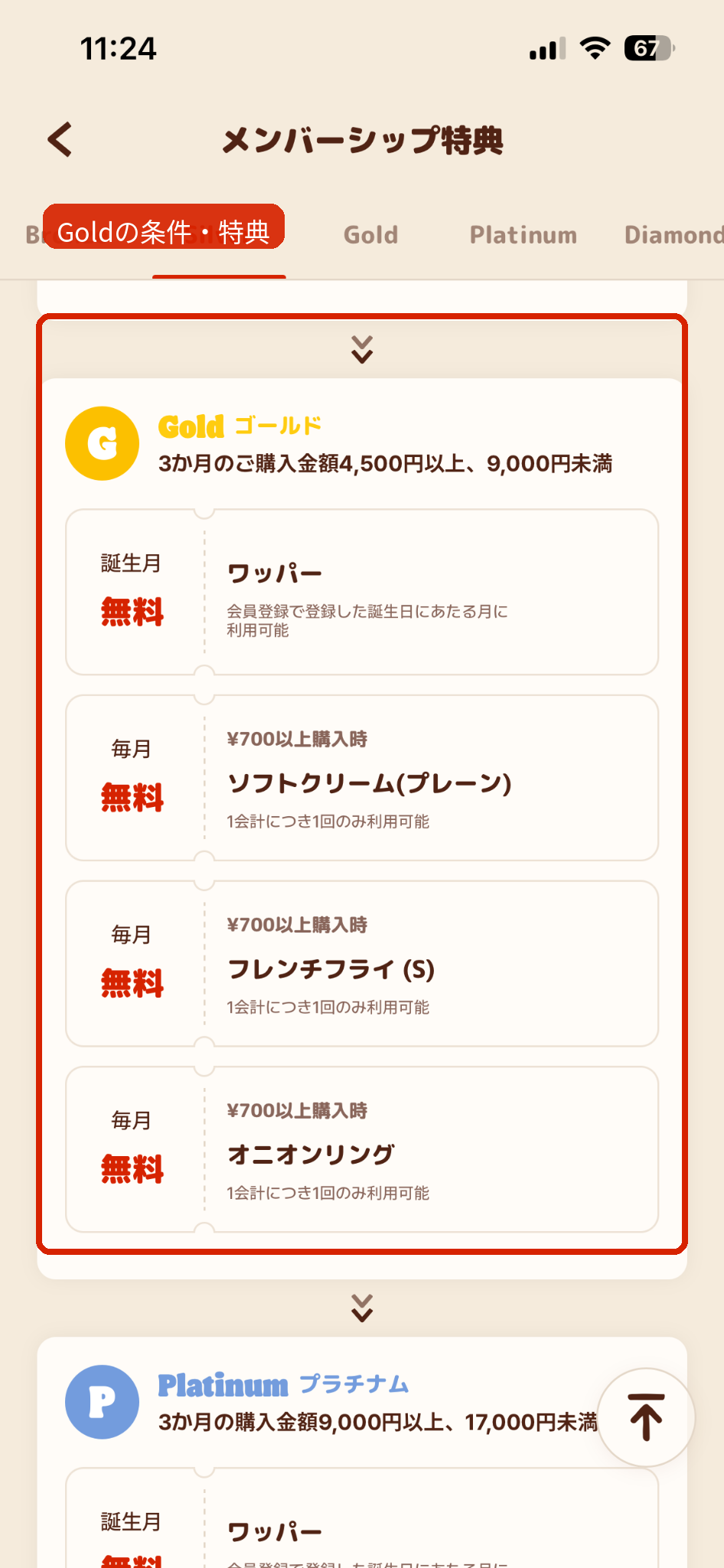 バーガーキングGold会員の条件とクーポン特典