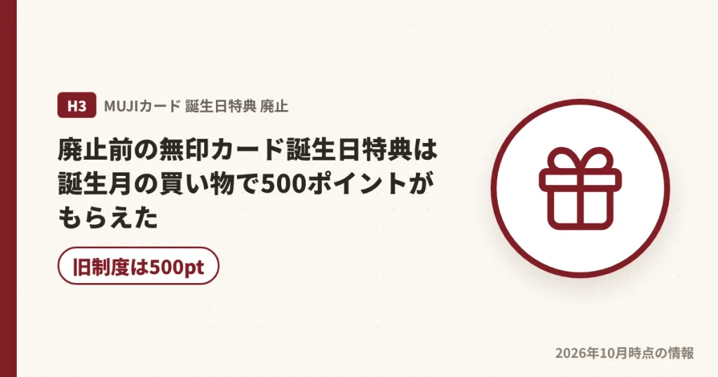 廃止前の無印カード誕生日特典500ポイントの内容を解説する見出し画像