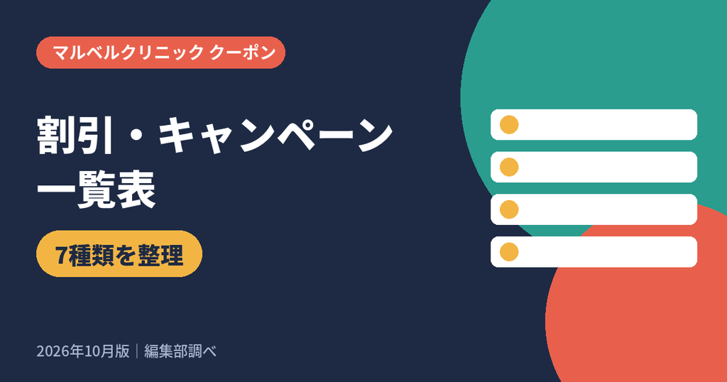 マルベルクリニックの割引クーポン・キャンペーン一覧表