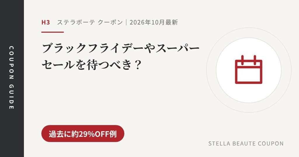 見出し「ブラックフライデーやスーパーセールを待つべき？」のアイキャッチ画像。過去に約29%OFF例