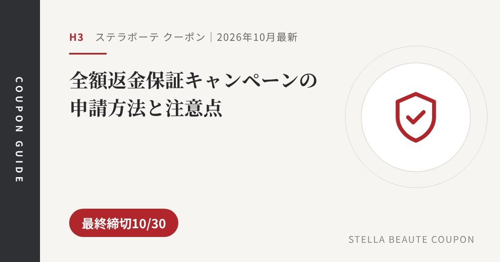 見出し「全額返金保証キャンペーンの申請方法と注意点」のアイキャッチ画像。最終締切10/30