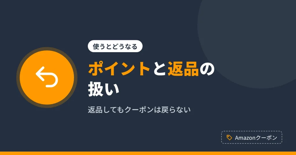 Amazonクーポンを使ったときのポイント付与と返品時の扱いを解説するアイキャッチ