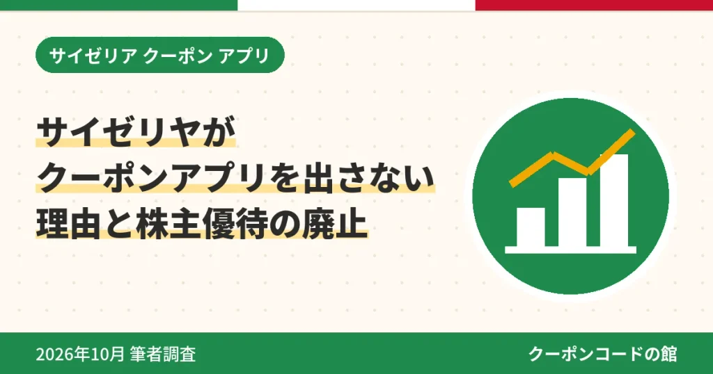 サイゼリヤがクーポンアプリを出さない理由と株主優待の廃止のアイキャッチ画像