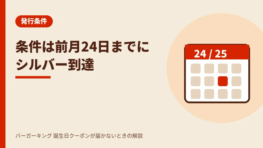 バーガーキング誕生日クーポンの条件は前月24日までのシルバー到達
