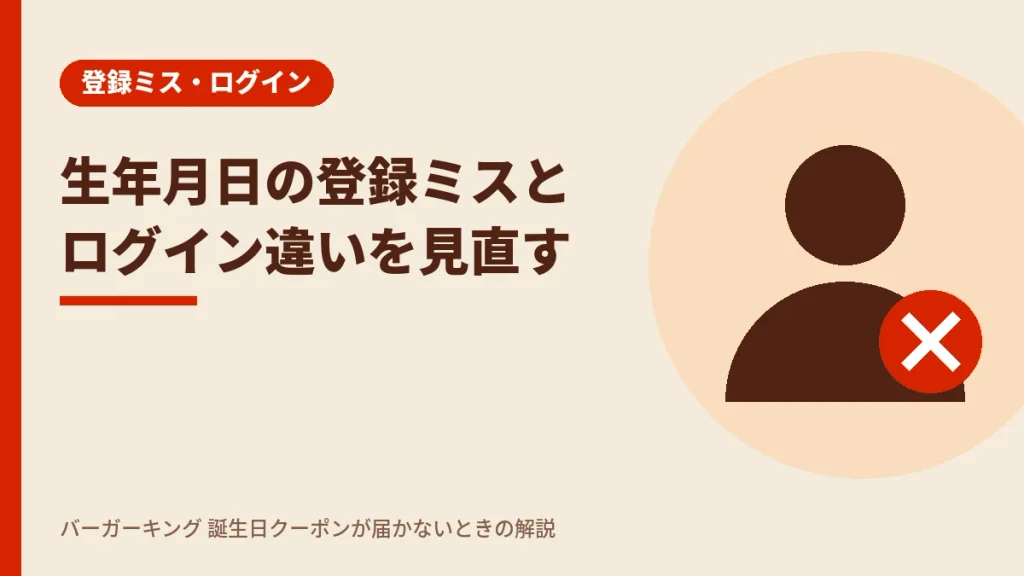 バーガーキング誕生日クーポンが届かない時は生年月日の登録ミスとログイン違いを確認