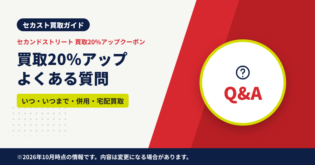 セカンドストリートの買取20%アップクーポンに関するよくある質問の見出しのアイキャッチ