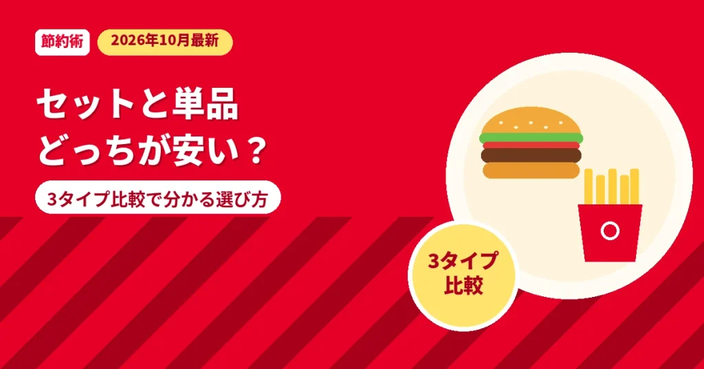 モスバーガーのセットと単品どっちが安いかを比較する解説画像